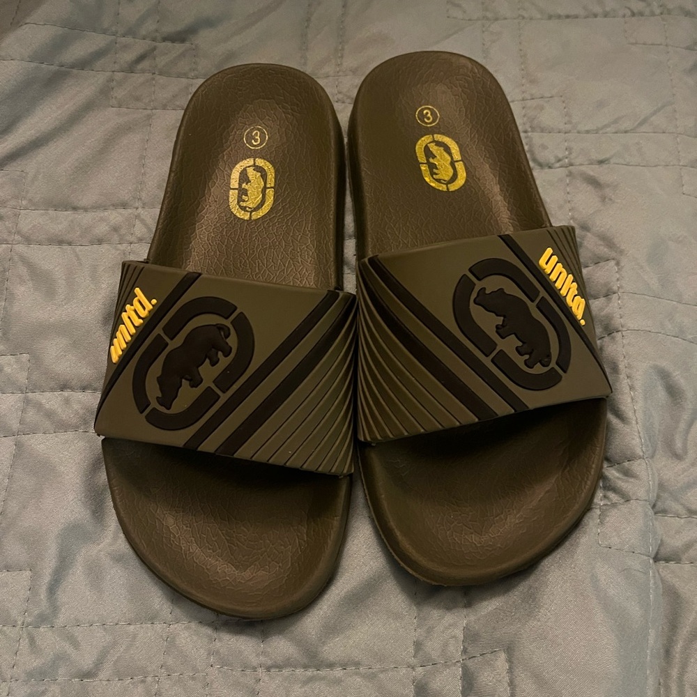 Puma Olive and Black Slide Sandals